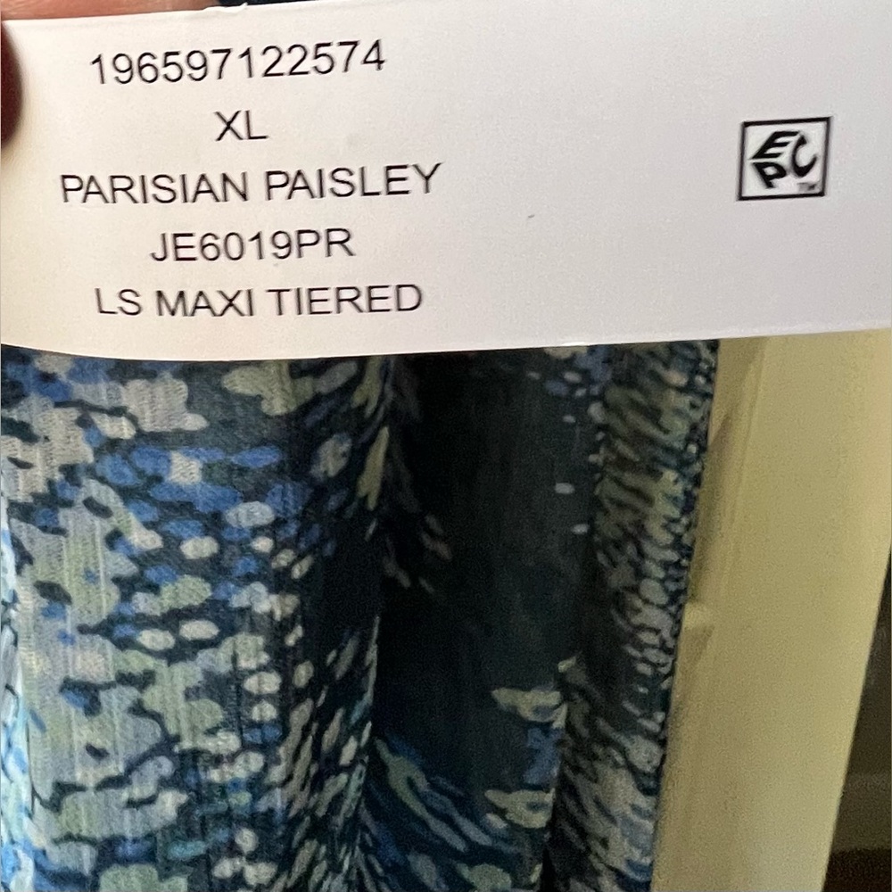 Joie - NWT - XL - Long Sleeve Dress - Blue “Parisian Paisley” Maxi dress - Picture 6 of 13